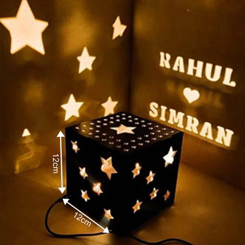 A Gift from the Stars: Beautiful Star Wooden Shadow Box with Electric Night Lamp, Perfect for Any Occasion | Customizable with name, quote, or message