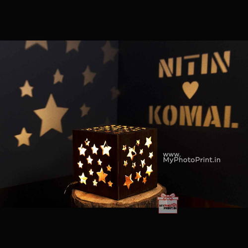 A Gift from the Stars: Beautiful Star Wooden Shadow Box with Electric Night Lamp, Perfect for Any Occasion | Customizable with name, quote, or message