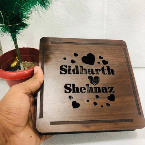 Customized Couple Name Heart Wooden Light Box