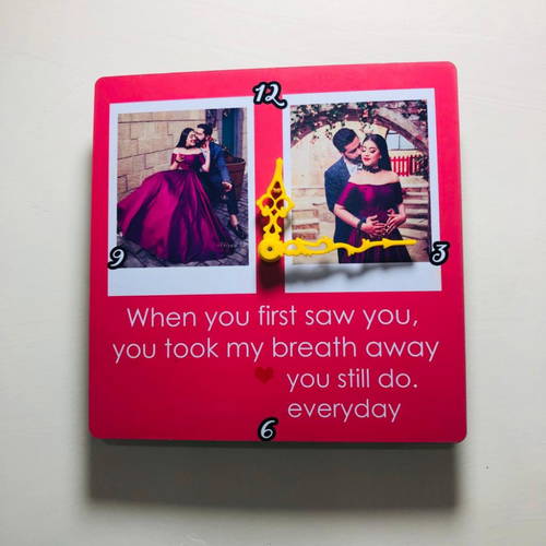 Customized Photo Table Clock 2 Photos | Your Message On it