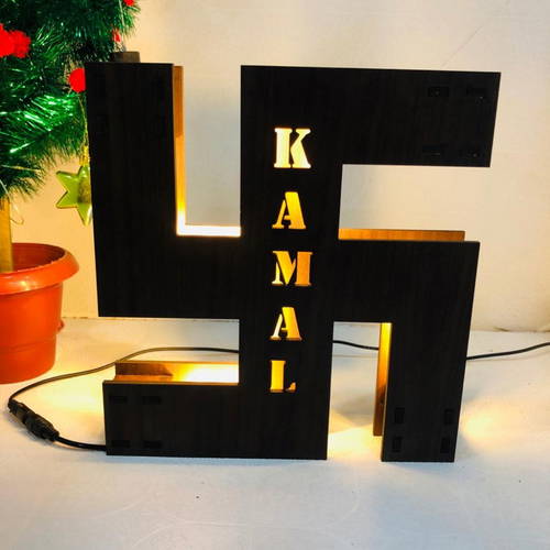 Customized Swastik Religious Name Board Multicolor Led and Remote #961