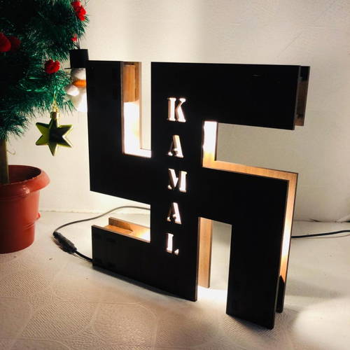 Customized Swastik Religious Name Board Multicolor Led and Remote #961