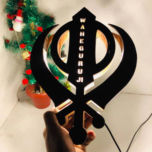 Khanda Sahib Religious Name Board Multicolor Led and Remote #971