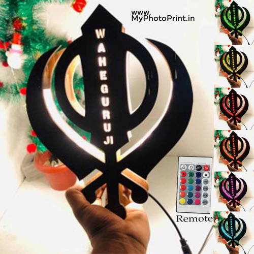 Khanda Sahib Religious Name Board Multicolor Led and Remote #971