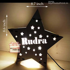 Customized Wooden Star With Your Name Multicolor Led and Remote #1004