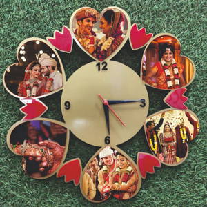 Personalised Photo Heart Design Wall Clock | 6 Photos