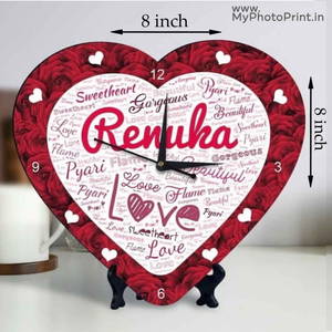 Customized Heart Shape Clock With Name