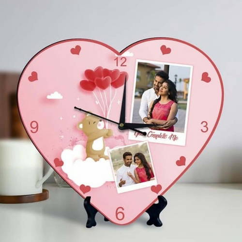 Customized Heart Clock With 2 Photo