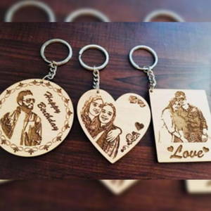 Customized Engraved Wooden Photo Keychain | Personalized Photo Keychain Online