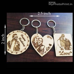 Customized Engraved Wooden Photo Keychain | Personalized Photo Keychain Online