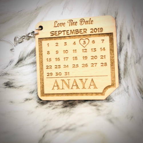 Customized Wooden Loving Keychain With Your Date #119