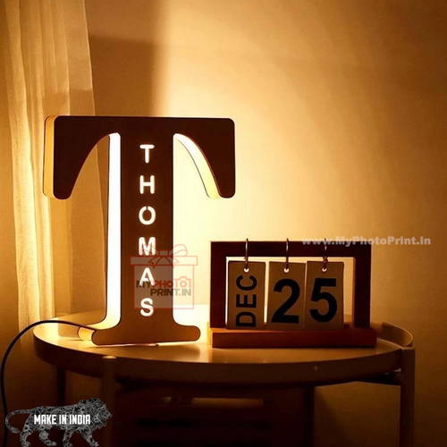 Customized A TO Z Alphabet Wooden Name Board Without Crown Multicolor Led and Remote #1201