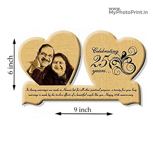 Customized Wooden Engraved Heart Photo And Text 