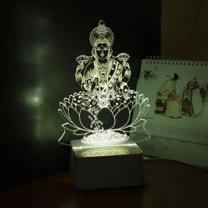 Maa Laxmi Mata Acrylic Lamp / LED Lamp with Color Changing Led and Remote #1321