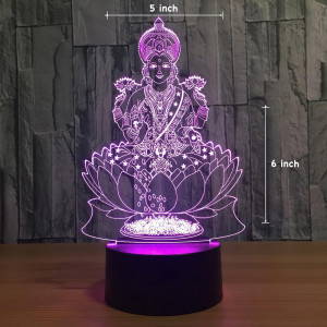 Maa Laxmi Mata Acrylic Lamp / LED Lamp with Color Changing Led and Remote #1321