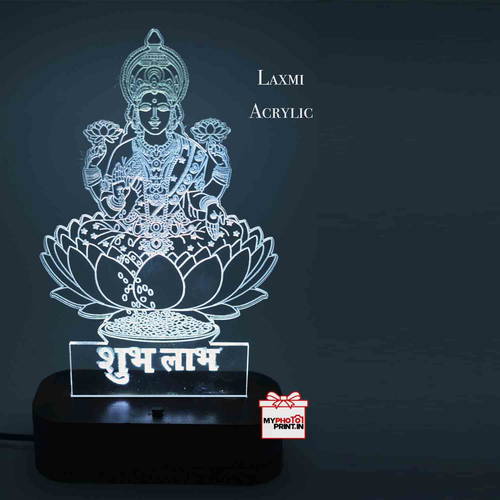 Maa Laxmi Mata Acrylic Lamp / LED Lamp with Color Changing Led and Remote #1321