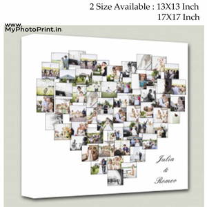 Heart Customized Multiple Photo Frame Collage Canvas With Your Names On it #1395 /Any Query Whatsapp Us After Order