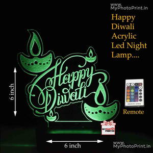 Happy Diwali Acrylic 3D illusion LED Lamp with Color Changing Led and Remote#1371