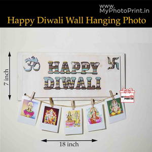 Happy Diwali Wall hanging with 5 photo