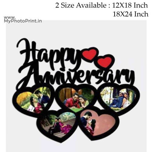 Your Text OR Name Wooden Photo Collage 5 Photos(Example: Happy Anniversary,Happy Birthday ETC.)