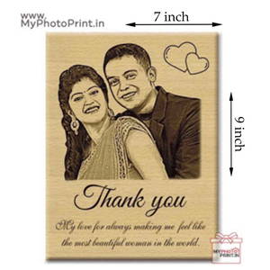 Customized Couple Photo Wooden Engrave With Your Text