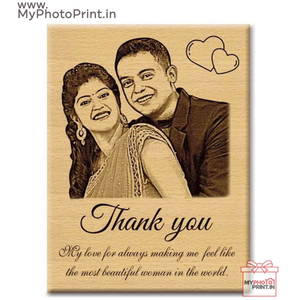 Customized Couple Photo Wooden Engrave With Your Text