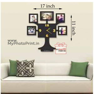 Personalized Tree Photo Wall Clock Frame With 5 images