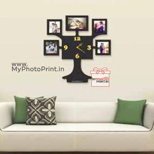 Personalized Tree Photo Wall Clock Frame With 5 images