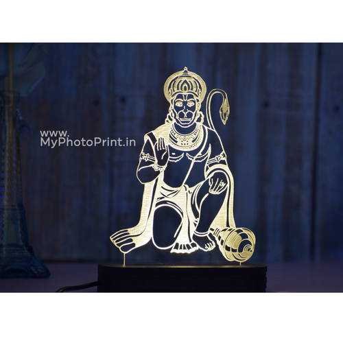 Hanuman Ji Acrylic 3D illusion LED Lamp with Color Changing Led and Remote#1490