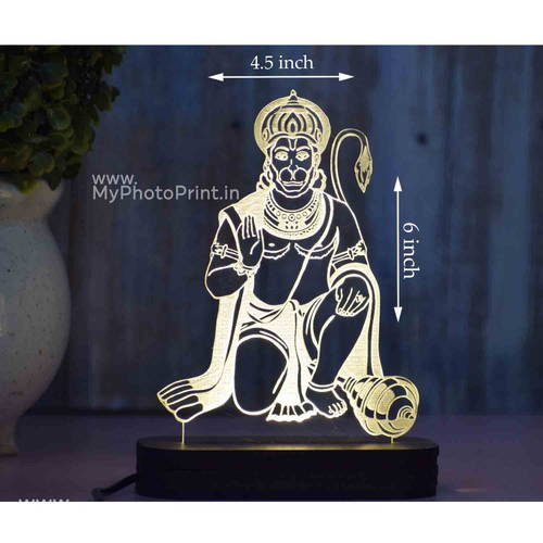 Hanuman Ji Acrylic 3D illusion LED Lamp with Color Changing Led and Remote#1490