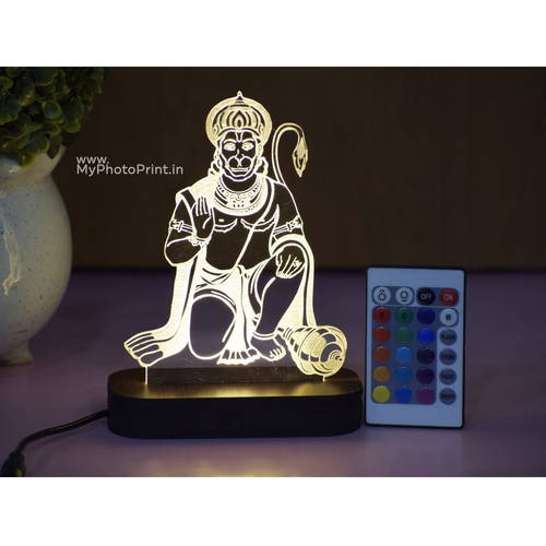 Hanuman Ji Acrylic 3D illusion LED Lamp with Color Changing Led and Remote#1490