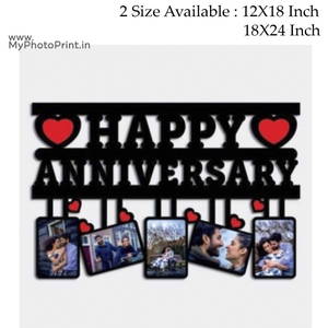 Your Text OR Name Wooden Photo Frame Collage 5 Photos(Example: Happy Anniversary,Happy Birthday ETC.)