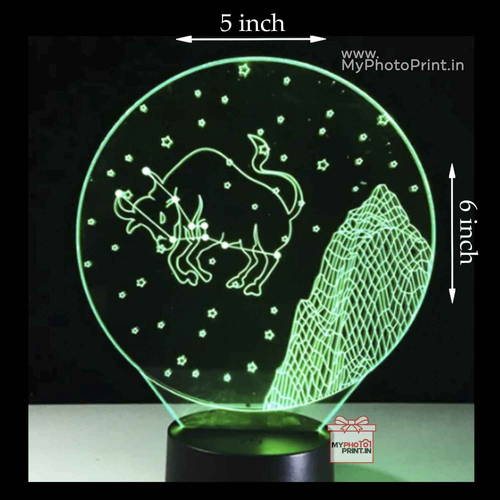 Taurus Zodiac Sign Acrylic 3D illusion LED Lamp with Color Changing Led and Remote#1505