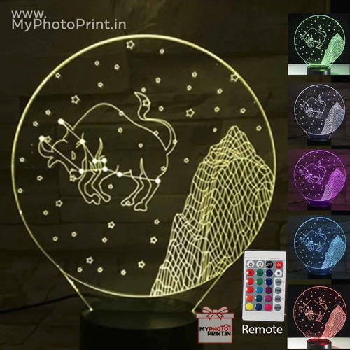 Taurus Zodiac Sign Acrylic 3D illusion LED Lamp with Color Changing Led and Remote#1505