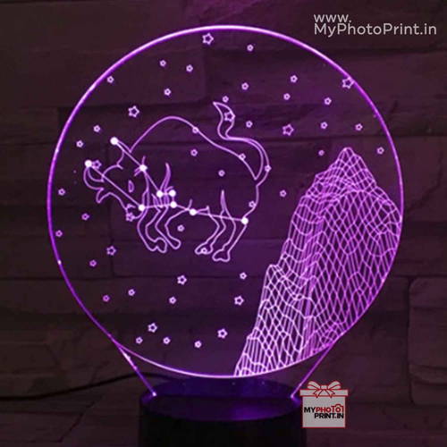 Taurus Zodiac Sign Acrylic 3D illusion LED Lamp with Color Changing Led and Remote#1505