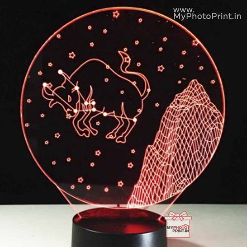 Taurus Zodiac Sign Acrylic 3D illusion LED Lamp with Color Changing Led and Remote#1505