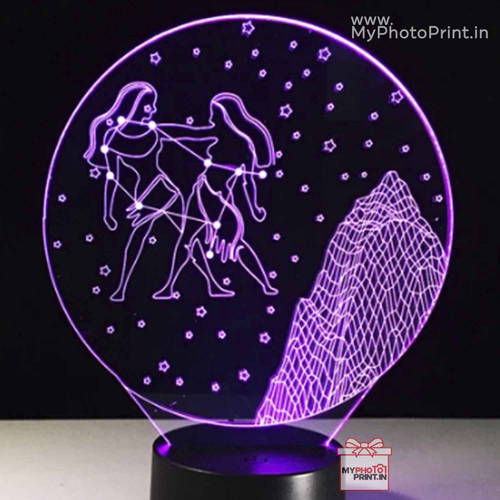 Gemini Zodiac Sign Acrylic 3D illusion LED Lamp with Color Changing Led and Remote#1506