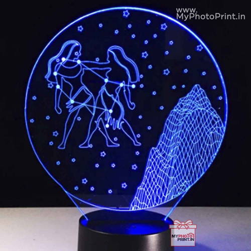 Gemini Zodiac Sign Acrylic 3D illusion LED Lamp with Color Changing Led and Remote#1506