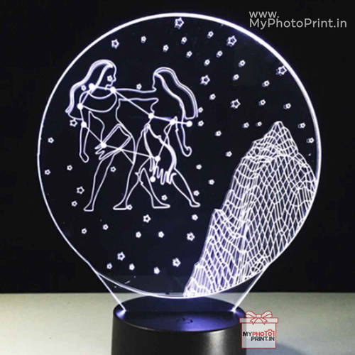 Gemini Zodiac Sign Acrylic 3D illusion LED Lamp with Color Changing Led and Remote#1506