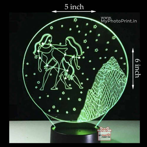 Gemini Zodiac Sign Acrylic 3D illusion LED Lamp with Color Changing Led and Remote#1506