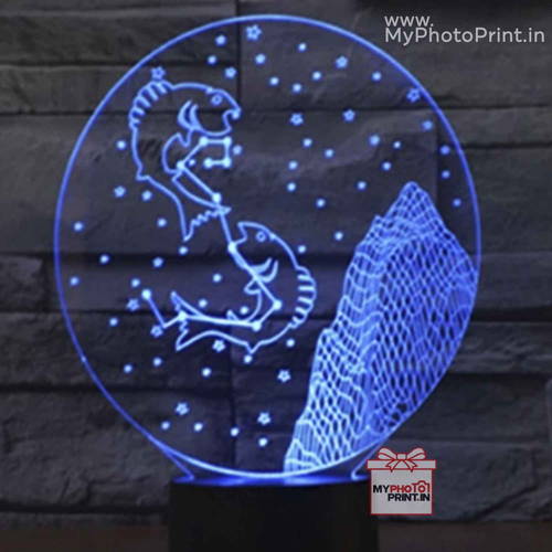 Pisces Zodiac Sign Acrylic 3D illusion LED Lamp with Color Changing Led and Remote#1515