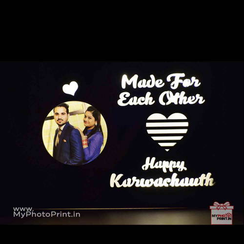 Made For Each Other Karwa Chauth Wooden Table Top 