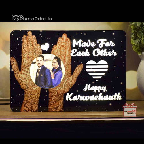 Made For Each Other Karwa Chauth Wooden Table Top 