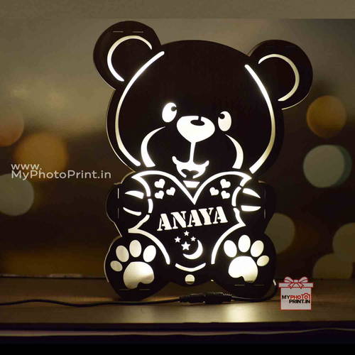 Customized Multicolor Cute Teddy Bear Name Board With Led and Remote #1573