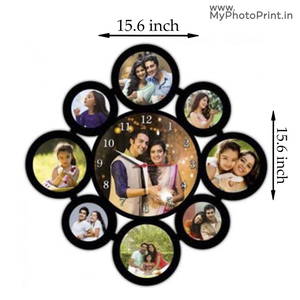 Personalised Wall Clock Frame With 9 images