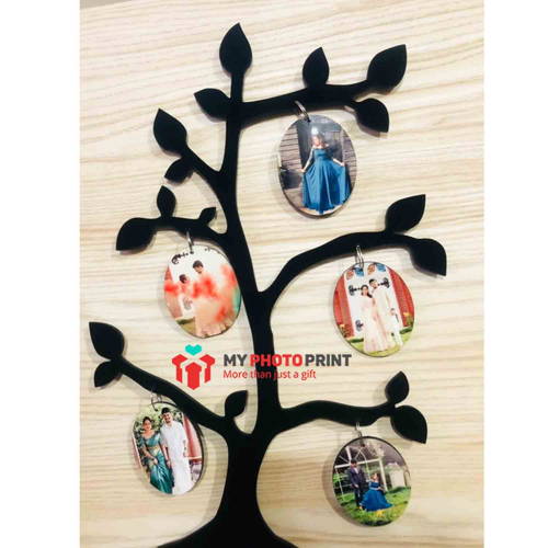 Personalized Couple Tree Wooden Photo Frame Collage 5 Photos