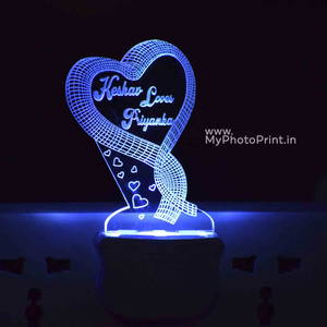 Personalized Couple Plug Acrylic Night Lamp With Multicolor Lights #1603