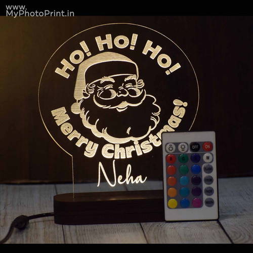 Personalized Merry Christmas Acrylic 3D illusion LED Lamp with Color Changing Led and Remote #1636