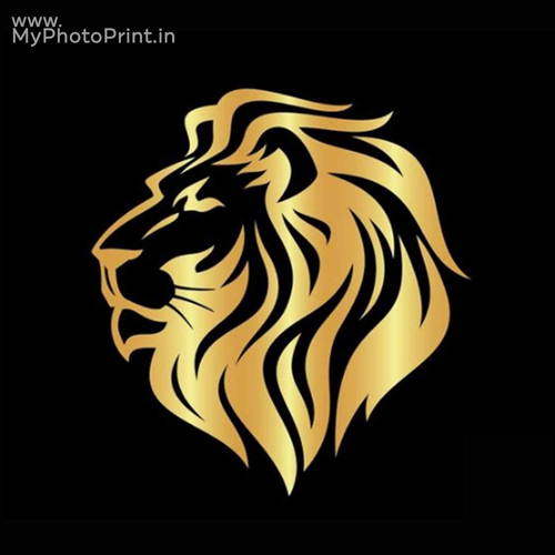 Metallic Golden Lion Wooden Wall Decoration