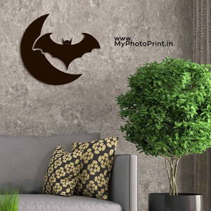 Bat & Moon Wooden Wall Decoration